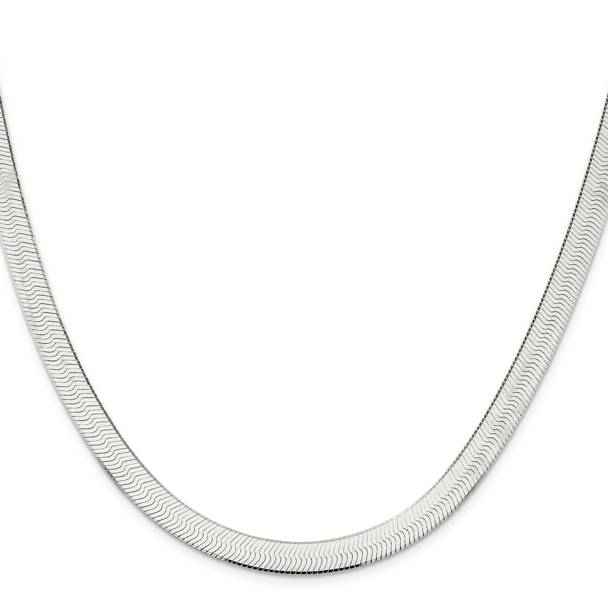 925 White Gold 7.3 mm Herringbone Chain Necklace, Polished