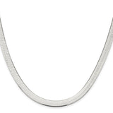 925 White Gold 7.3 mm Herringbone Chain Necklace, Polished