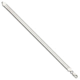 925 White Gold 7.3 mm Herringbone Chain Bracelet, Polished
