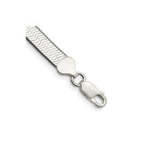 925 White Gold 7.3 mm Herringbone Chain Bracelet, Polished shown for scale