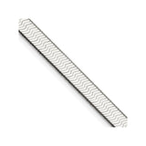925 White Gold 7.3 mm Herringbone Chain Necklace, Polished detail view