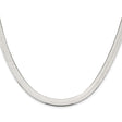 925 White Gold 7.3 mm Herringbone Chain Necklace, Polished