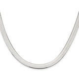 925 White Gold 7.3 mm Herringbone Chain Necklace, Polished