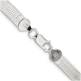925 White Gold 7.3 mm Herringbone Chain Necklace, Polished alternate angle