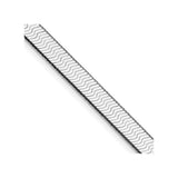 925 White Gold 7.3 mm Herringbone Chain Necklace, Polished detail view