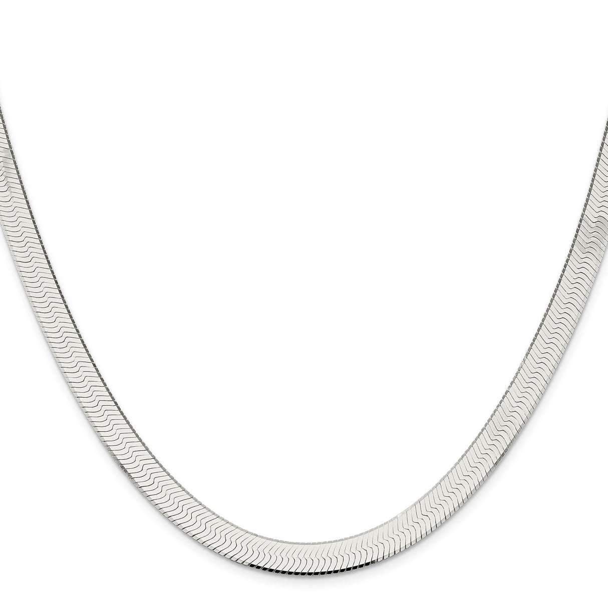 925 White Gold 8 mm Herringbone Chain Necklace, Polished
