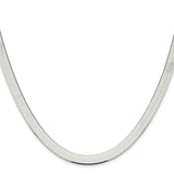 925 White Gold 8 mm Herringbone Chain Necklace, Polished