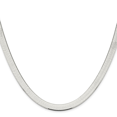 925 White Gold 8 mm Herringbone Chain Necklace, Polished