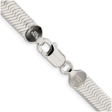 925 White Gold 8 mm Herringbone Chain Necklace, Polished alternate angle