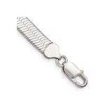 925 White Gold 8 mm Herringbone Chain Bracelet, Polished shown for scale