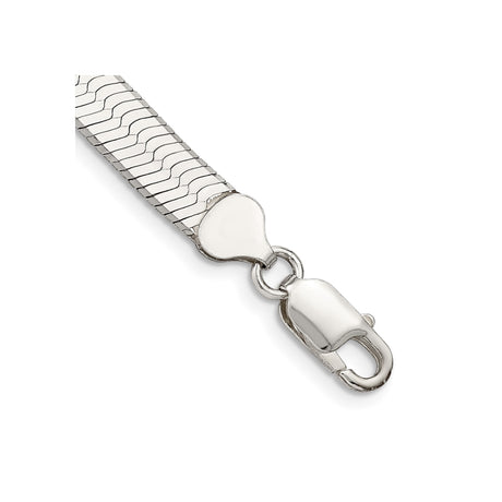 925 White Gold 8 mm Herringbone Chain Bracelet, Polished shown for scale