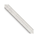 925 White Gold 8 mm Herringbone Chain Necklace, Polished detail view