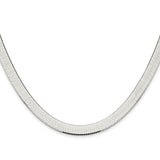 925 White Gold 8 mm Herringbone Chain Necklace, Polished