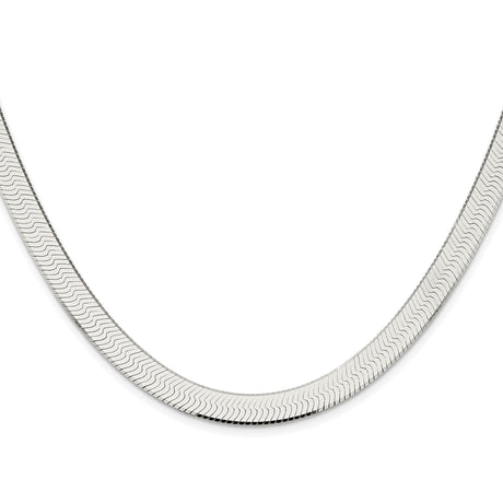 925 White Gold 8 mm Herringbone Chain Necklace, Polished