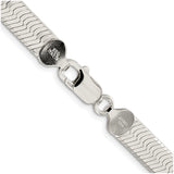 925 White Gold 8 mm Herringbone Chain Necklace, Polished alternate angle