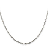 925 White Gold 2 mm Herringbone Chain Necklace, Polished