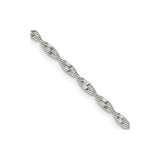 925 White Gold 2 mm Herringbone Chain Necklace, Polished detail view