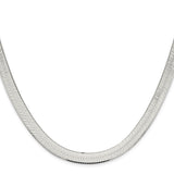 925 White Gold 8.75 mm Herringbone Chain Necklace, Polished