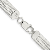 925 White Gold 8.75 mm Herringbone Chain Necklace, Polished alternate angle