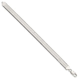 925 White Gold 8.75 mm Herringbone Chain Bracelet, Polished