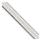 925 White Gold 8.75 mm Herringbone Chain Necklace, Polished detail view