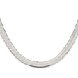 925 White Gold 8.75 mm Herringbone Chain Necklace, Polished