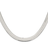 925 White Gold 8.75 mm Herringbone Chain Necklace, Polished