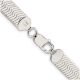 925 White Gold 8.75 mm Herringbone Chain Necklace, Polished alternate angle