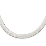 925 White Gold 10.5 mm Herringbone Chain Necklace, Polished