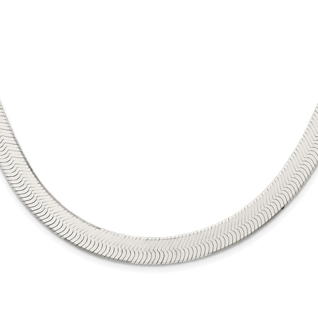 925 White Gold 10.5 mm Herringbone Chain Necklace, Polished