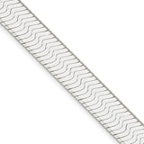 925 White Gold 10.5 mm Herringbone Chain Necklace, Polished detail view