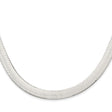 925 White Gold 10.5 mm Herringbone Chain Necklace, Polished