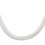 925 White Gold 10.5 mm Herringbone Chain Necklace, Polished