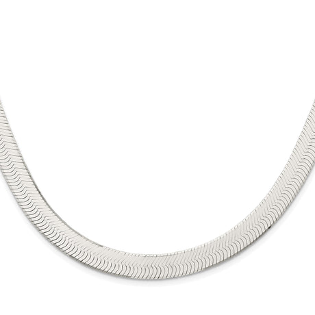 925 White Gold 10.5 mm Herringbone Chain Necklace, Polished