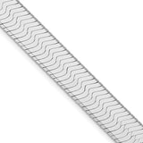 925 White Gold 10.5 mm Herringbone Chain Necklace, Polished detail view