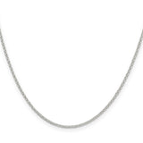 925 White Gold 1.5 mm Polished Chain Necklace, Solid