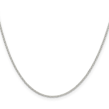 925 White Gold 1.5 mm Polished Chain Necklace, Solid