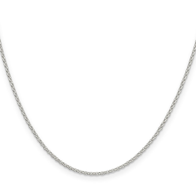 925 White Gold 1.5 mm Polished Chain Necklace, Solid