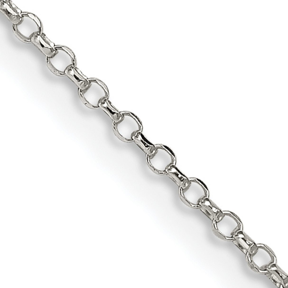 925 White Gold 1.5 mm Polished Chain Necklace, Solid detail view