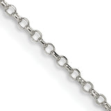 925 White Gold 1.5 mm Polished Chain Necklace, Solid detail view