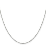 925 White Gold 1.75 mm Polished Chain Necklace, Solid