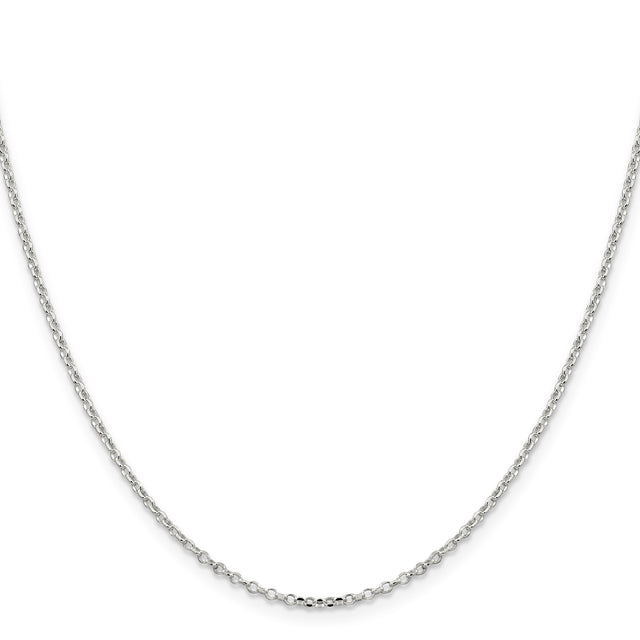 925 White Gold 1.75 mm Polished Chain Necklace, Solid