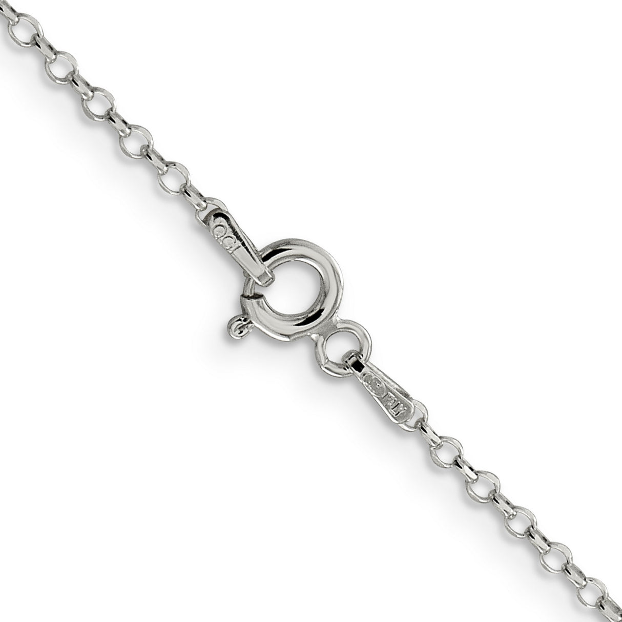 925 White Gold 1.75 mm Polished Chain Necklace, Solid alternate angle