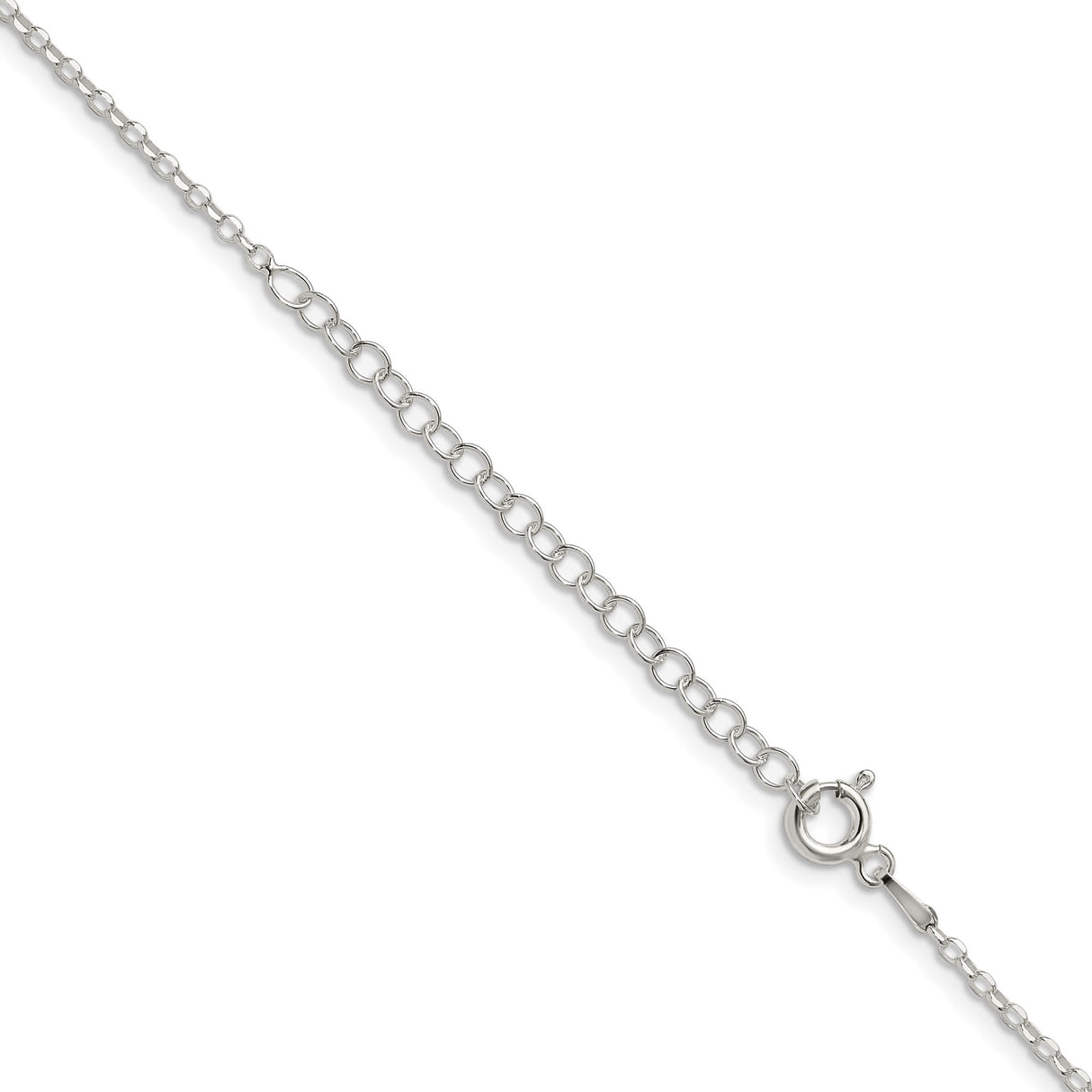 925 White Gold 1.75 mm Polished Chain Necklace, Solid detail view