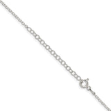 925 White Gold 1.75 mm Polished Chain Necklace, Solid detail view