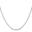 925 White Gold 2.2 mm Polished Chain Necklace, Solid