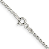 925 White Gold 2.2 mm Polished Chain Necklace, Solid alternate angle