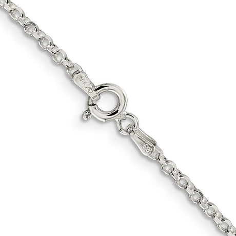 925 White Gold 2.2 mm Polished Chain Necklace, Solid alternate angle