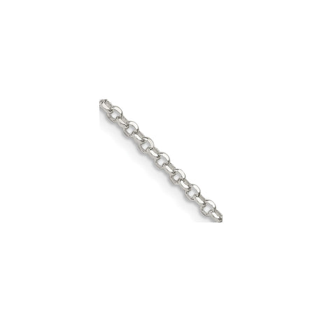 925 White Gold 2.2 mm Polished Chain Necklace, Solid alternate angle
