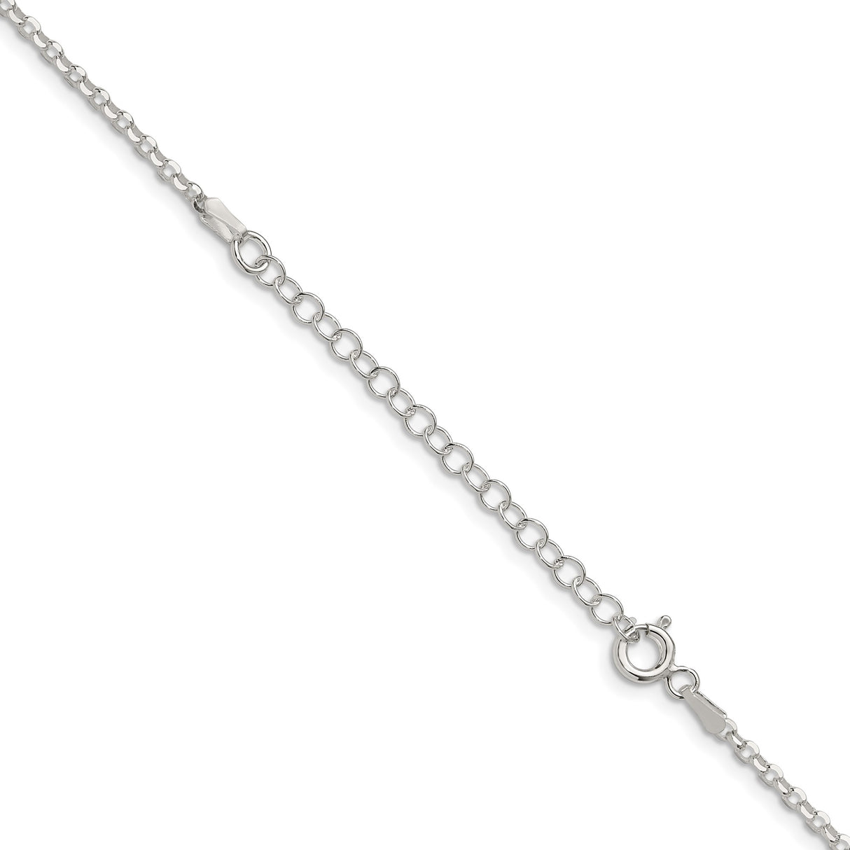 925 White Gold 2.2 mm Polished Chain Necklace, Solid detail view
